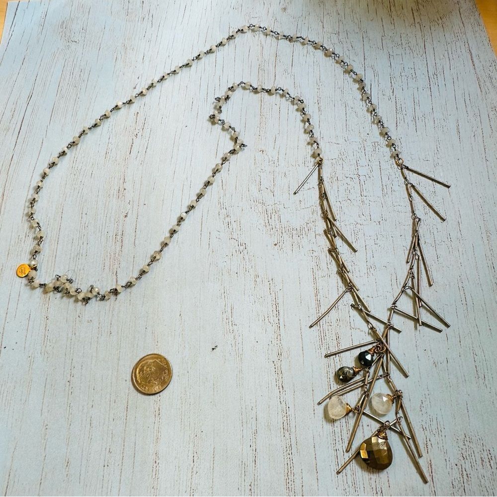 Catherine Page Quartz‎ Hematite Spike Dangle Rosary Link Necklace